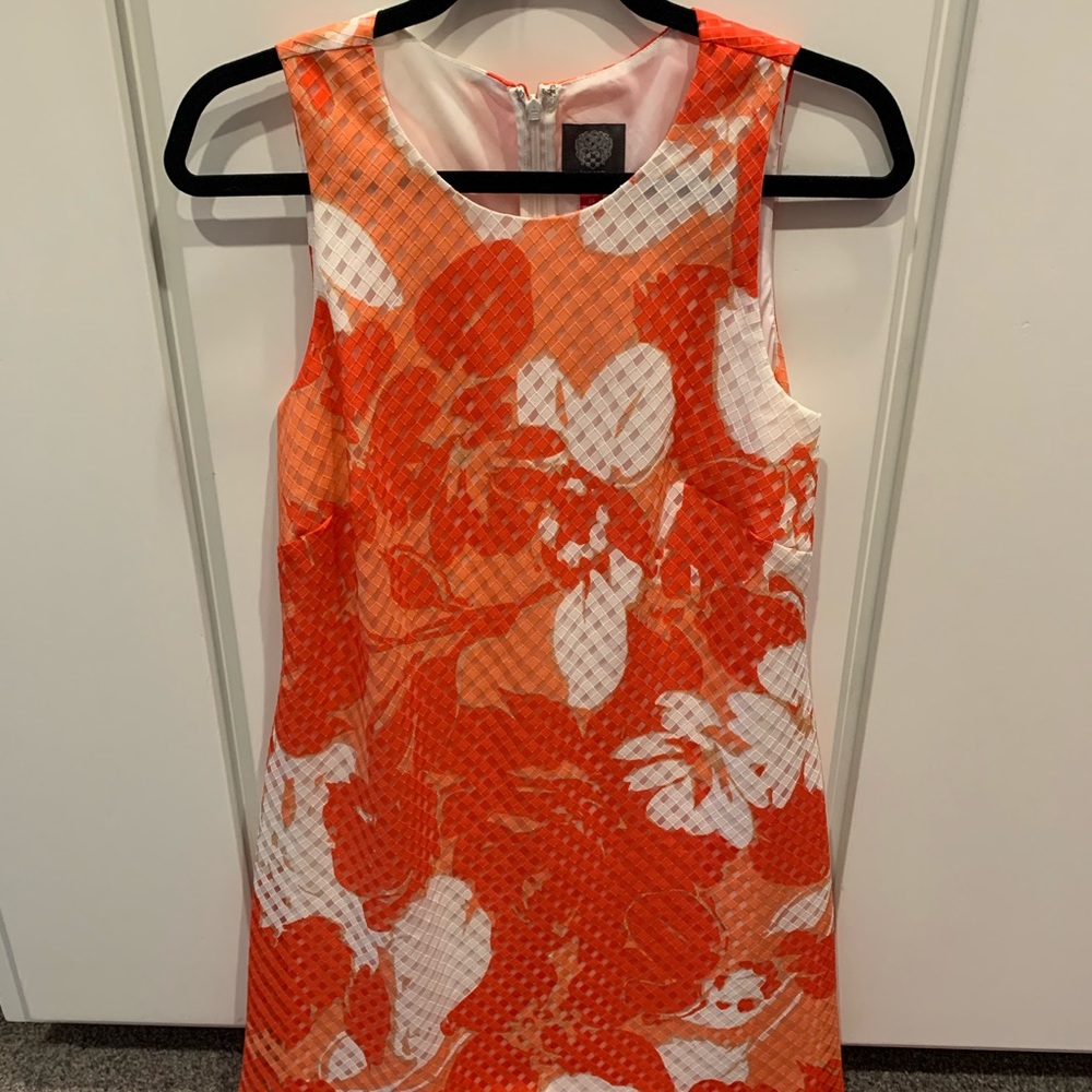 Vince Camuto orange and white dress
